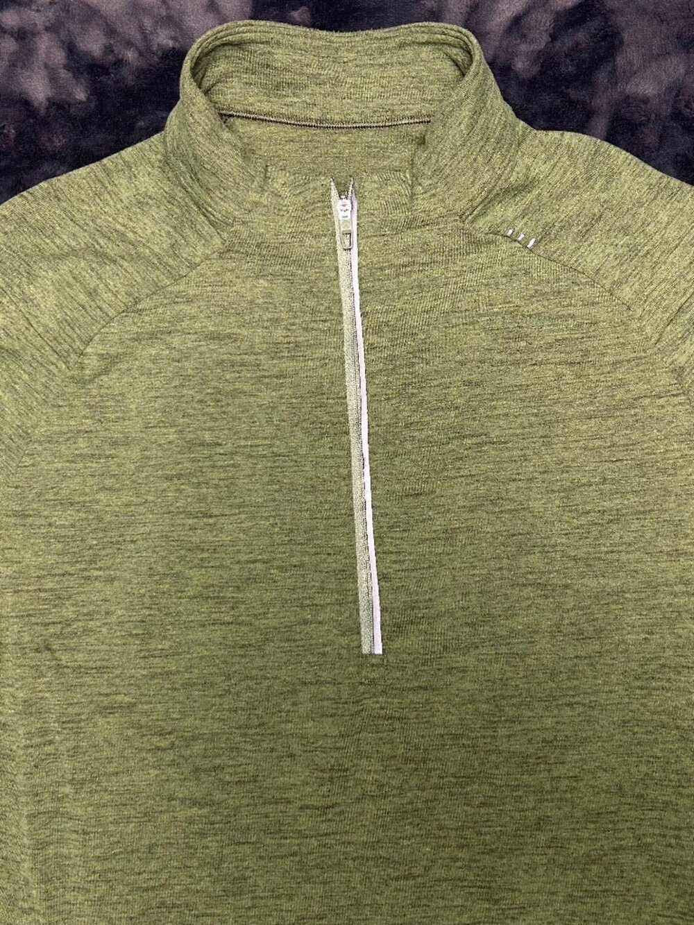 Lululemon Mens Quarter Zip Pullover M Heathered Green Running Layer